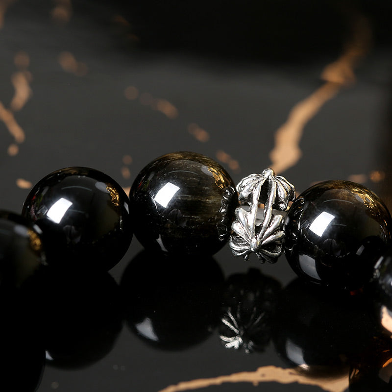 Golden Obsidian & Gray Moonstone Bracelet: Your Daily Grounding + Calm Accessory