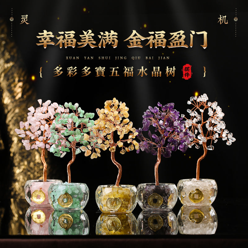 Multi-Color Blessings Crystal Tree - Feng Shui for Abundance & Luck