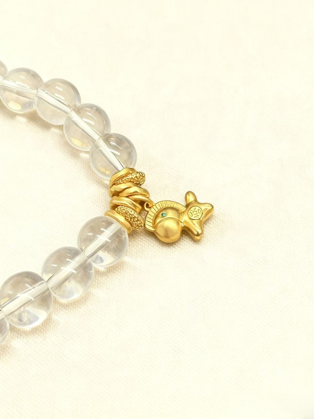 Horse Charm White Crystal Bracelet - Luck & Freedom Amulet