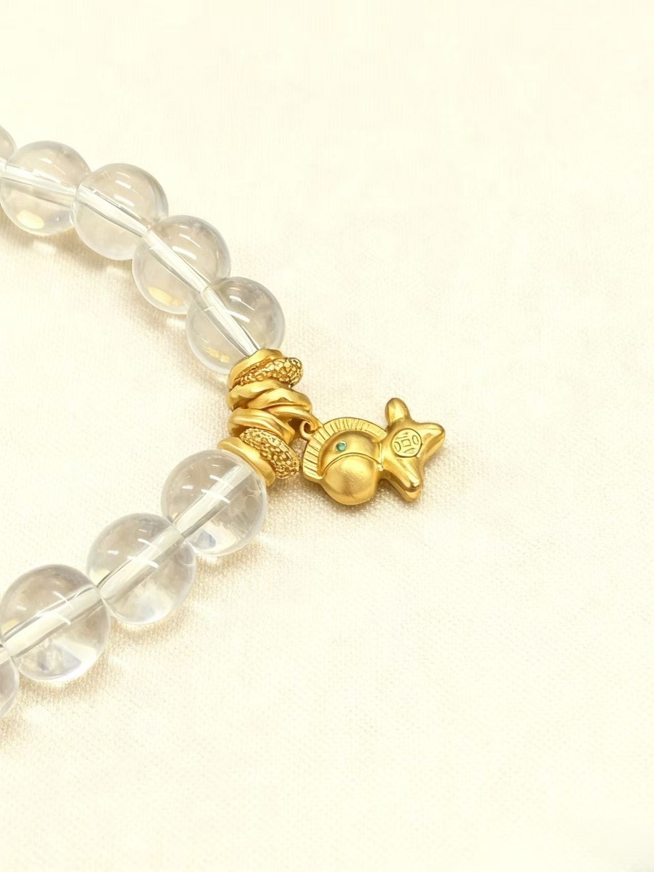 Horse Charm White Crystal Bracelet - Luck & Freedom Amulet