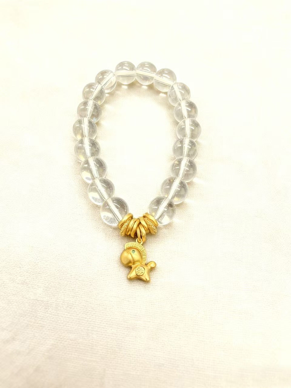 Horse Charm White Crystal Bracelet - Luck & Freedom Amulet