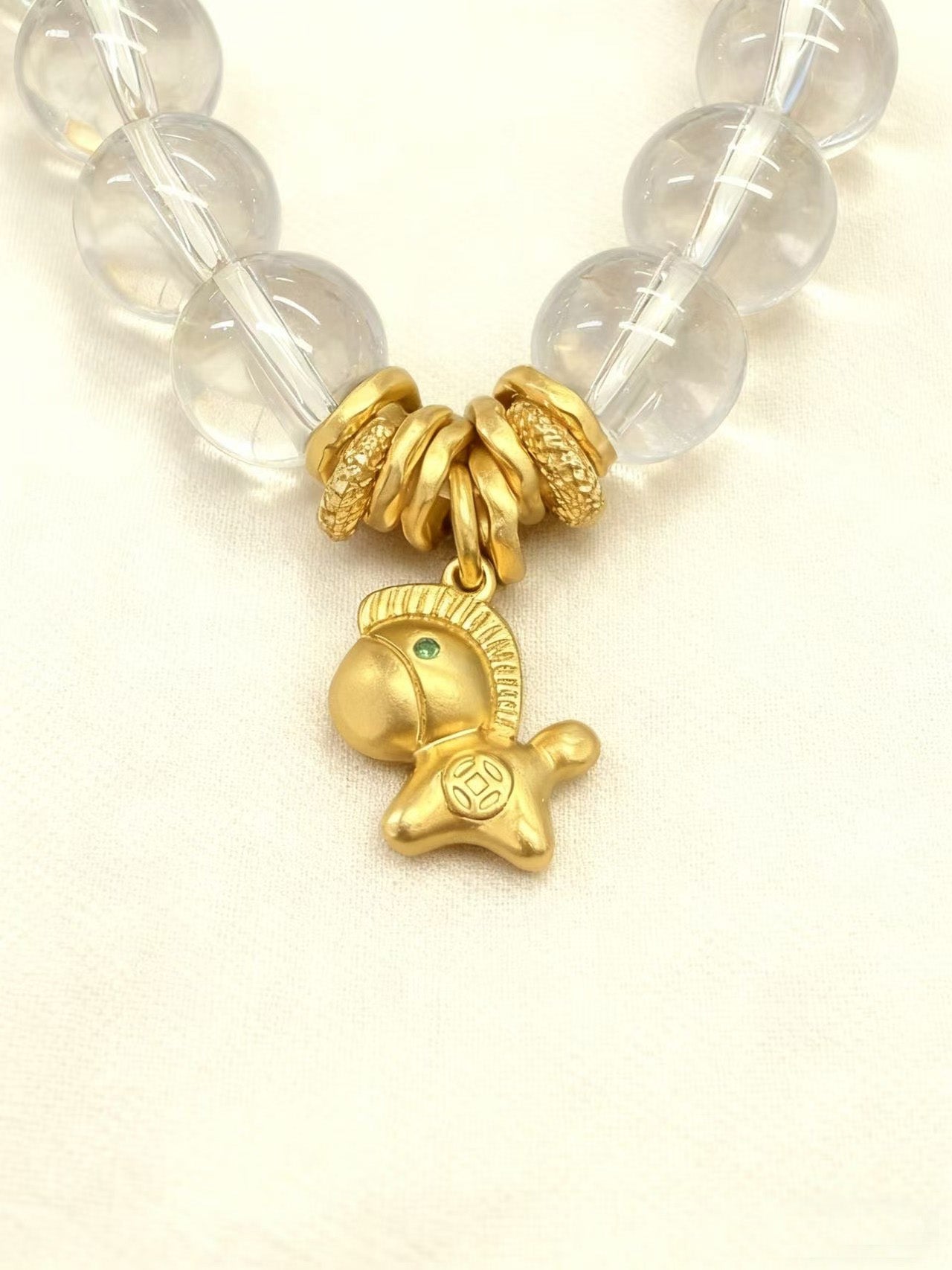 Horse Charm White Crystal Bracelet - Luck & Freedom Amulet