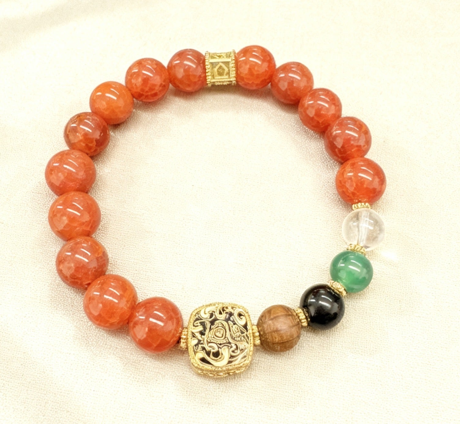 Mixed Crystal Beaded Bracelet - Good Fortune, Safety & Wealth Amulet