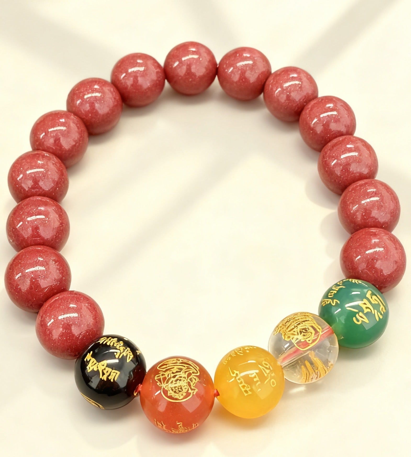 Five Blessings Wealth Gods Bead Bracelet - Attract Prosperity and Good Luck