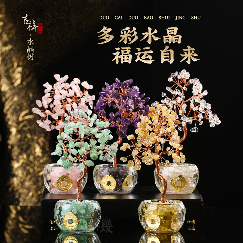 Multi-Color Blessings Crystal Tree - Feng Shui for Abundance & Luck