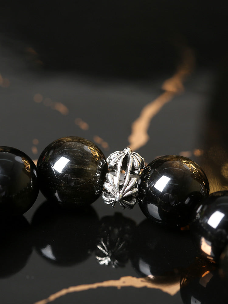 Golden Obsidian & Gray Moonstone Bracelet: Your Daily Grounding + Calm Accessory